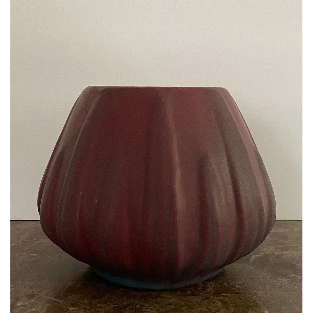 Vtg Van Briggle Art Pottery 1920s Mulberry Yucca Leaves Squat Vase Matte 4.5